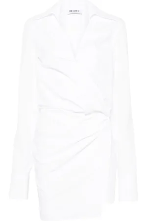 The Attico Sukienki, Kobieta, Biały, S, Biała Sukienka Koszulowa Elegancki Styl