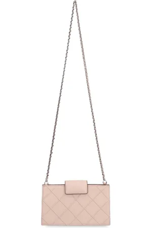 Tory Burch Torebki, Kobieta, Różowy, ONE SIZE, Pikowana Skórzana Portmonetka na Łańcuszku