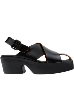 Camper Buty, Kobieta, Czarny, 38 EU, Skórzana Sandał Platforma