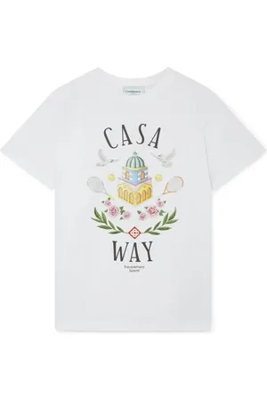 Casablanca Koszulki, Kobieta, Biały, XL, Bawełna, Bawełniany T-shirt Casa Way z nadrukiem logo