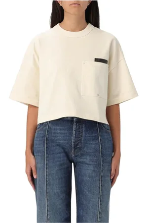 Bottega Veneta Koszulki, Kobieta, Beżowy, XS, Żółty Top z kieszenią