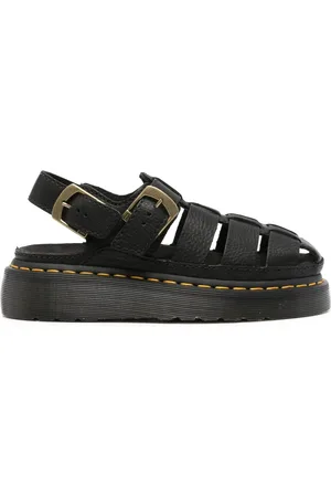 Dr. Martens Buty, Kobieta, Czarny, 37 EU, Czarne Sandały w Klatce z Antycznym Efektem