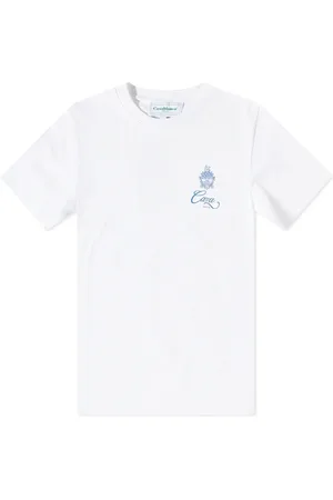 Casablanca Koszulki, Mężczyzna, Biały, 2XL, Bawełna, Bawełniana koszulka z nadrukiem