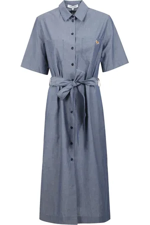 Maison Kitsuné Sukienki, Kobieta, Niebieski, S, Sukienka koszulowa z naszywką