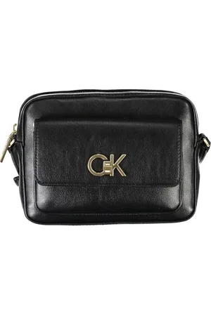 Calvin Klein Torebki, Kobieta, Czarny, ONE SIZE, Czarna Torba na Ramię z Logo