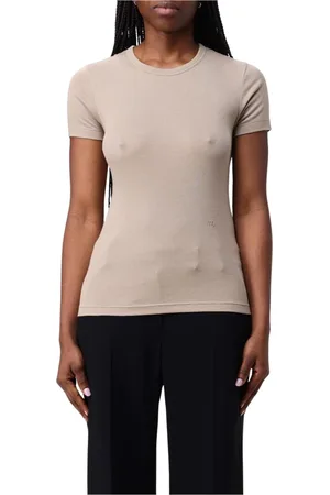 Helmut Lang Koszulki, Kobieta, Beżowy, M, T-shirt z wełny merynosa Slim Fit
