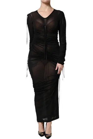 Dolce & Gabbana Sukienki, Kobieta, Czarny, S, Czarna Sukienka Bodycon z siatką