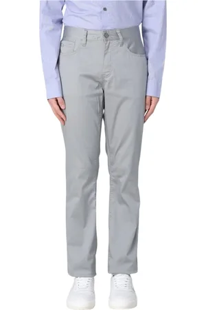 Armani Exchange Spodnie, Mężczyzna, Szary, W34, Len, Nowoczesne Zielone Spodnie Straight-Leg