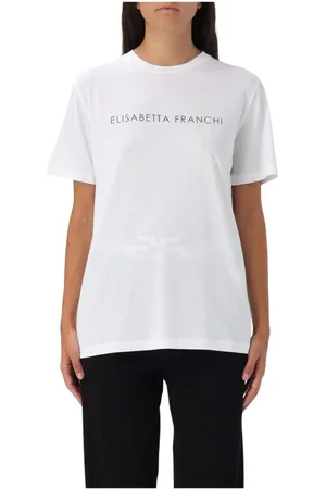 Elisabetta Franchi Koszulki, Kobieta, Biały, L, T-shirt z logo dla kobiet