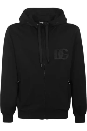 Dolce & Gabbana Bluzy, Mężczyzna, Czarny, S, Bawełna, Czarna Bluza z Logo
