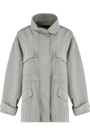 Pinko Kurtki, Kobieta, Szary, S, Nylon, Nylon Parka z Cekinami