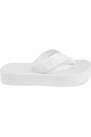Calvin Klein Buty, Kobieta, Biały, 40 EU, Białe japonki z poliestru Stylowy Komfort