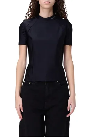 Alexander Wang Koszulki, Kobieta, Czarny, L, Nylon, Elegancka Czarna Koszulka z Krótkim Rękawem