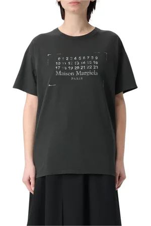 Maison Margiela Koszulki, Kobieta, Czarny, M, Biała Koszulka Graficzna Styl Minimalistyczny