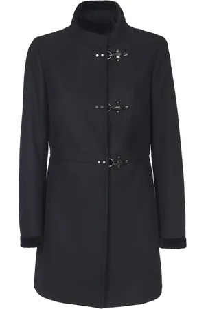 FAY Płaszcze, Kobieta, Czarny, 2XL, Wełna, Płaszcz jednorzędowy Virginia
