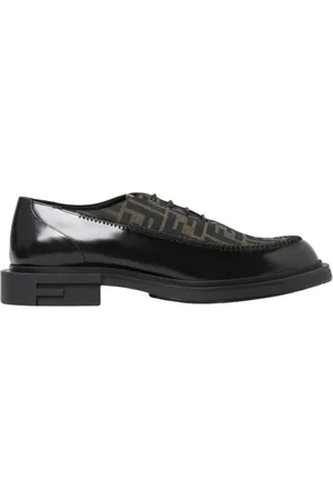 Fendi Buty, Mężczyzna, Czarny, 41 EU, Skórzane Buty Oxford z Dżetem