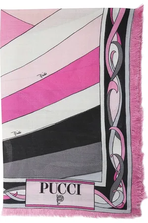 Emilio Pucci Akcesoria, Kobieta, Wielobarwność, ONE SIZE, Logo Print Frędzle Kwadratowy Szalik