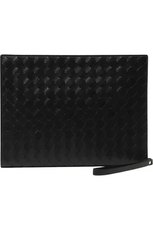 Bottega Veneta Torebki, Mężczyzna, Czarny, ONE SIZE, Czarny Skórzany Uchwyt Dokumentów