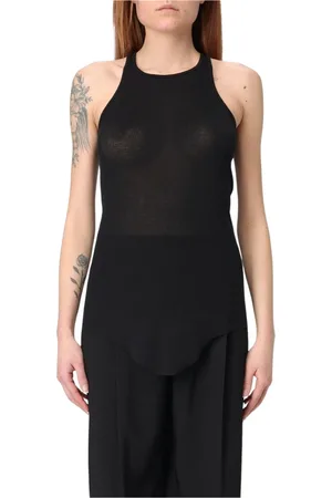 Rick Owens Koszulki, Kobieta, Czarny, S, Prześwitujący top nowoczesny luksus minimalistyczny