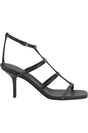 Brunello Cucinelli Buty, Kobieta, Czarny, 39 EU, Luksusowe Eleganckie Sandały na Obcasie Czarny Design