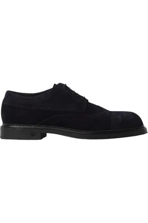 Emporio Armani Buty, Mężczyzna, Niebieski, 42 1/2 EU, Zamsz, Niebieskie Buty Brogue Oxford