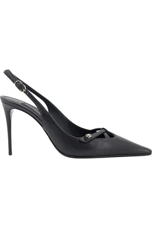 Dolce & Gabbana Buty, Kobieta, Czarny, 38 1/2 EU, Czarne skórzane szpilki z paskiem