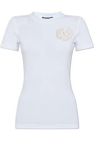VERSACE Koszulki, Kobieta, Biały, XS, T-shirt z logo