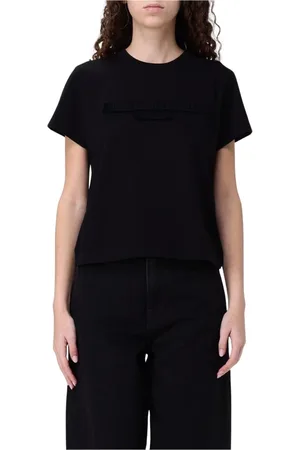 Alexander Wang Koszulki, Kobieta, Czarny, S, Haftowany Logo T-shirt z krótkim rękawem