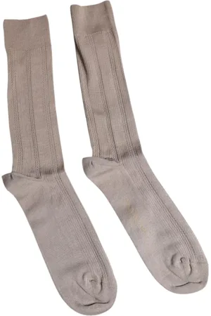 Dolce & Gabbana Bielizna, Mężczyzna, brązowy, L, Nylon, Luksusowe Logo Bawełniane Skarpety Stretch