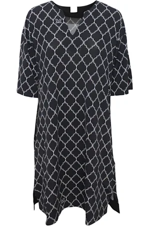 Max Mara Sukienki, Kobieta, Czarny, XL, Krótka sukienka z bawełny z nadrukiem