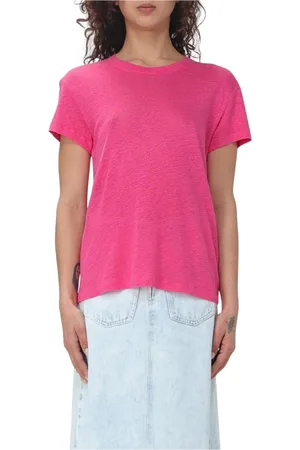 IRO Koszulki, Kobieta, Różowy, M, Żywy Fuksja Lnu T-shirt