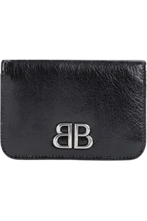 Balenciaga Akcesoria, Kobieta, Czarny, ONE SIZE, Len, Czarny Portfel na Karty z Skóry