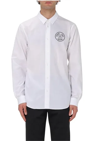 VERSACE Koszule, Mężczyzna, Biały, S, Biała Koszula z Logo dla Mężczyzn