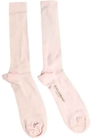 Dolce & Gabbana Bielizna, Mężczyzna, Różowy, L, Bawełna, Luksusowe Logo Bawełna Nad Łydka Skarpety