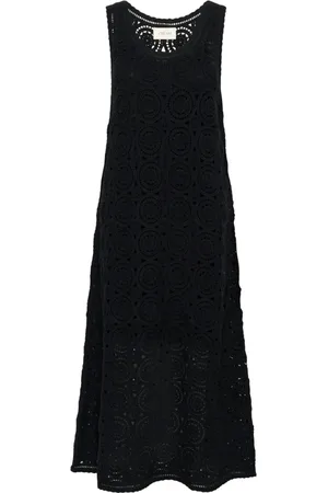 Cream Sukienki, Kobieta, Czarny, M/L, Czarna Dzianinowa Sukienka z Wzorem