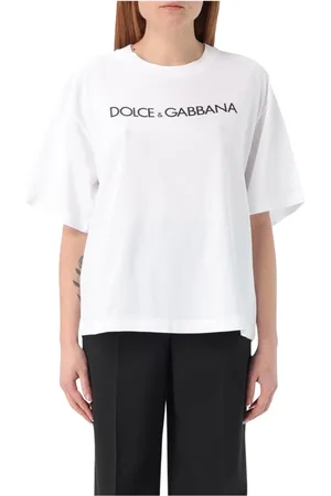 Dolce & Gabbana Koszulki, Kobieta, Biały, M, Koszulka Polo z Logo Stylowa Uniwersalna