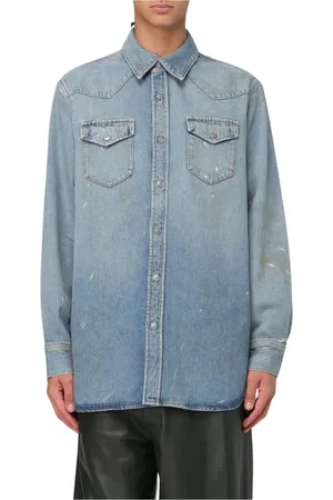 Acne Studios Koszule, Mężczyzna, Niebieski, M, Western Style Koszula Jeansyowa Niebieska Mężczyźni