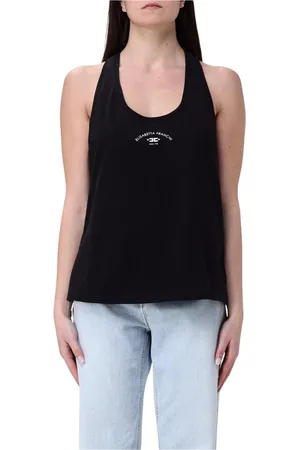 Elisabetta Franchi Koszulki, Kobieta, Czarny, XS, Biała Koszulka Tankowa Stylowa