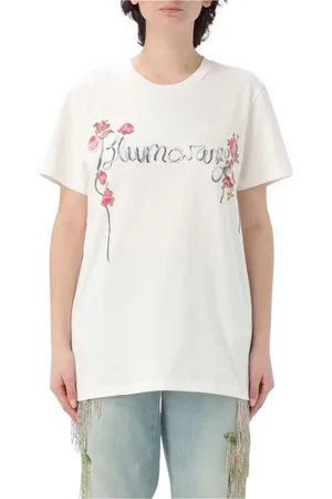 BLUMARINE Koszulki, Kobieta, Biały, S, Różowa koszulka dla kobiet