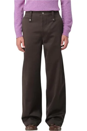 Burberry Spodnie, Mężczyzna, brązowy, M, Luksusowe Brązowe Spodnie Wide Leg