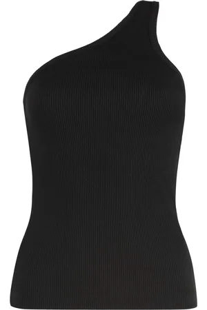 AGOLDE Koszulki, Kobieta, Czarny, M, Spandex, Żebrowany Top z jednym ramieniem