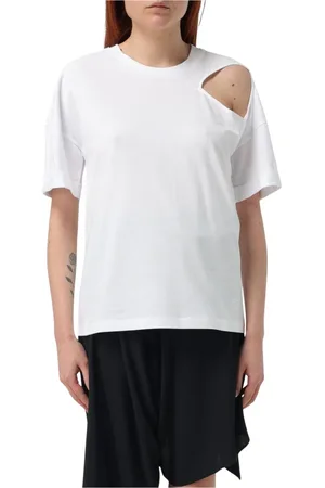 FEDERICA TOSI Koszulki, Kobieta, Biały, M, Czarna T-shirt z odkrytymi ramionami