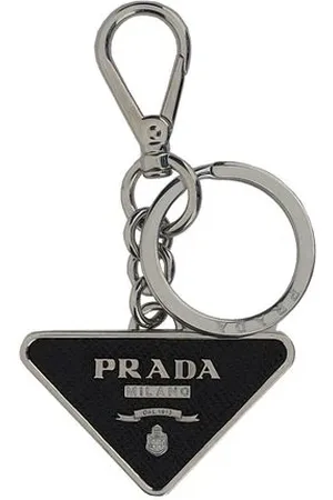 Prada Akcesoria, Mężczyzna, Czarny, ONE SIZE, Brelok z karabińczykiem i wygrawerowanym logo