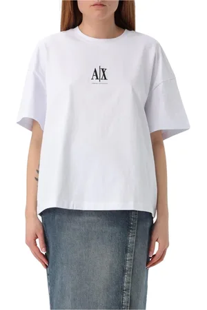 Armani Exchange Koszulki, Kobieta, Biały, L, Biała Koszulka z Logo Stylowa Nowoczesna