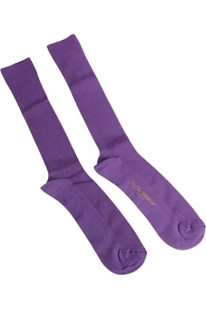 Dolce & Gabbana Bielizna, Mężczyzna, Fioletowy, L, Luksusowe Logo Bawełniane Skarpety