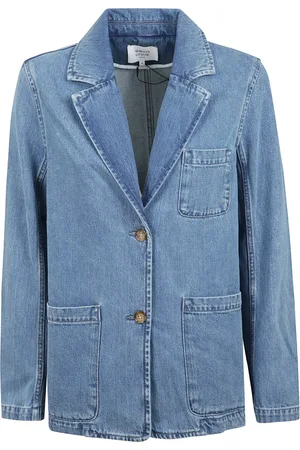 Maison Kitsuné Kurtki, Kobieta, Niebieski, XS, Spersonalizowana rozłożona kurtka dżinsowa