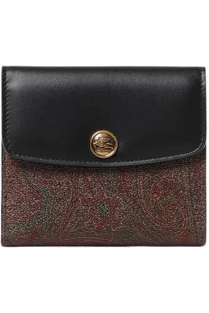 Etro Akcesoria, Kobieta, Czarny, ONE SIZE, Portfel ze skóry w wzory Czarny