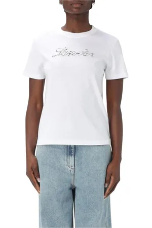 Lanvin Koszulki, Kobieta, Biały, XS, Graficzny Druk Bawełniany T-shirt
