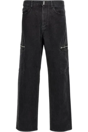 Givenchy Jeansy, Mężczyzna, Czarny, W31, Czarne Jeansyy Cargo z Detalem na Suwak