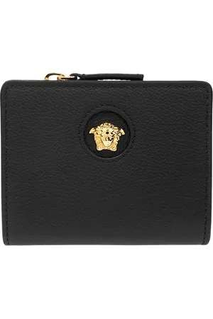 VERSACE Akcesoria, Kobieta, Czarny, ONE SIZE, Skórzany portfel
